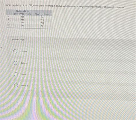 Solved When Calculating Diluted EPS Which Of The Following Chegg