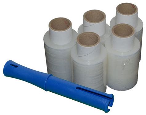 100mm X 150m X 15mu Clear Mini Hand Pallet Stretch Wrap 5 Rolls Plus