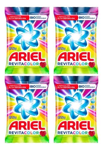 4 Pack Ariel Detergente En Polvo Ropa Revitacolor 750 Grs Meses Sin