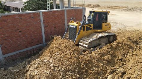 Nice Skills Operator On New Land Filling Processing Bulldozer Pushing