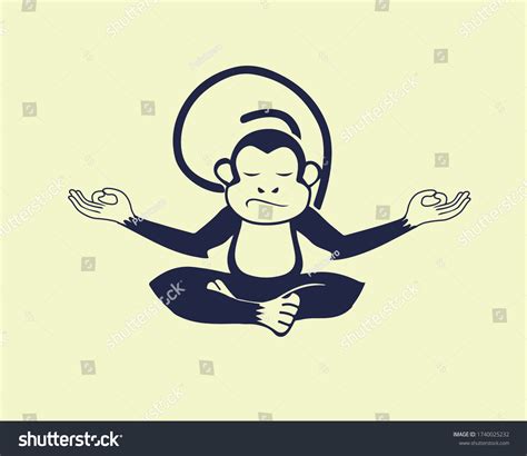 Cute Monkey Doing Yoga Vector Stock Vector (Royalty Free) 1740025232 ...