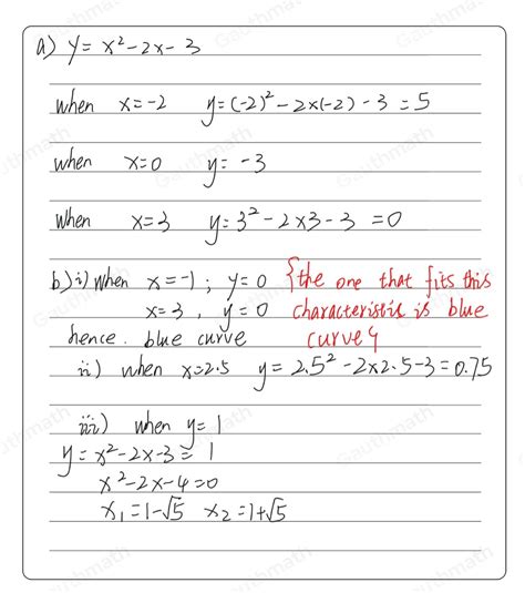 Solved A Complete The Table Of Values For Yx2 2x 3 B I Whi Algebra