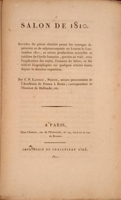 SALON DE 1810 Annales du Musée et de l école moderne des Beaux Arts