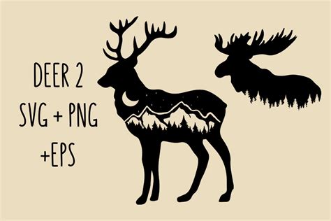 Deer Svg Mountain Svg Hunting Svg Deer Clipart Outdoors