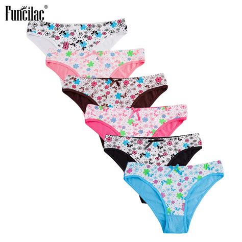 Funcilac Underwear Women G String Sexy Underpant Floral Print Grils Low