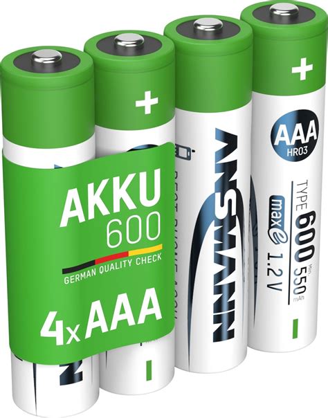 Ansmann Nimh Akku Micro Aaa Typ 600 Min 550 Mah Maxe 4 Stk Aaa