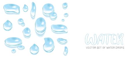 Vector Set Of Water Drops Nature Flowing Water Illustration Vector