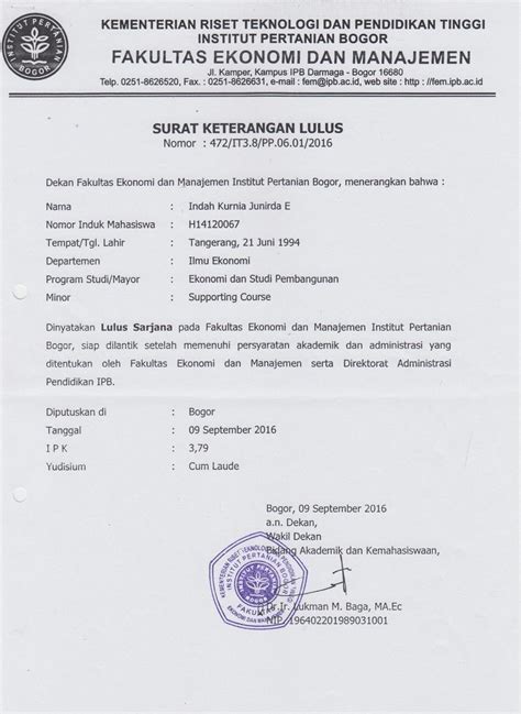 Detail Surat Keterangan Lulus Kuliah Koleksi Nomer