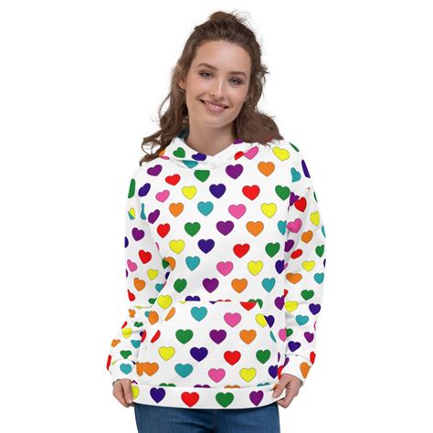 Love Is Love Lgbtq Hoodie Pride Flag Rainbow Hearts Fashion Unisex