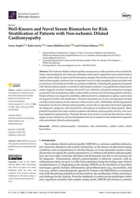 PDF Well Known And Novel Serum Biomarkers For Risk Stratification Of