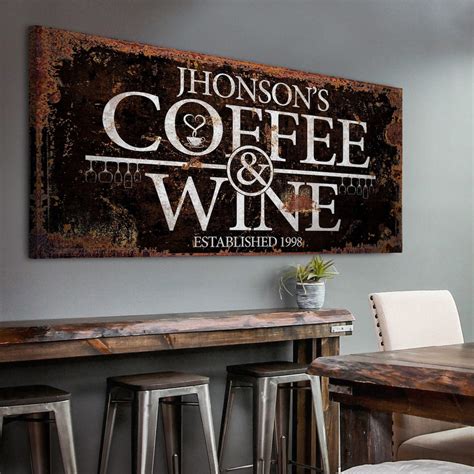 Wine And Coffee Sign Custom Coffee Bar Wall Art Personalized Coffee Bar