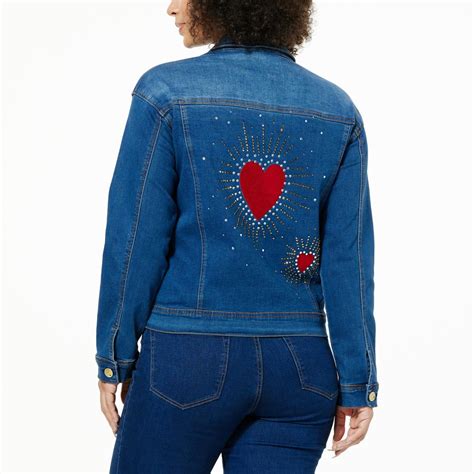 Dg2 By Diane Gilman New Classic Stretch Denim Embroidered Jacket 22019028 Hsn