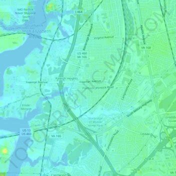 Mapa topográfico Portlock, altitud, relieve