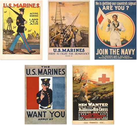 WW1 Poster Prints - Set of 5 Unframed (8x10 inches World War 1 ...