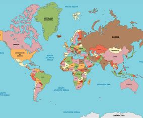 World Map With Country Names Vector Art & Graphics | freevector.com