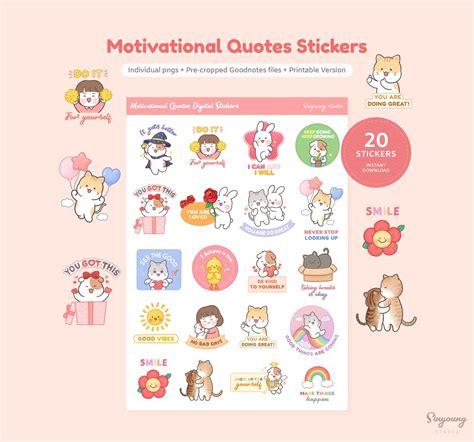 Cute Motivational Quotes Stickers for Digital Planner Positive ...