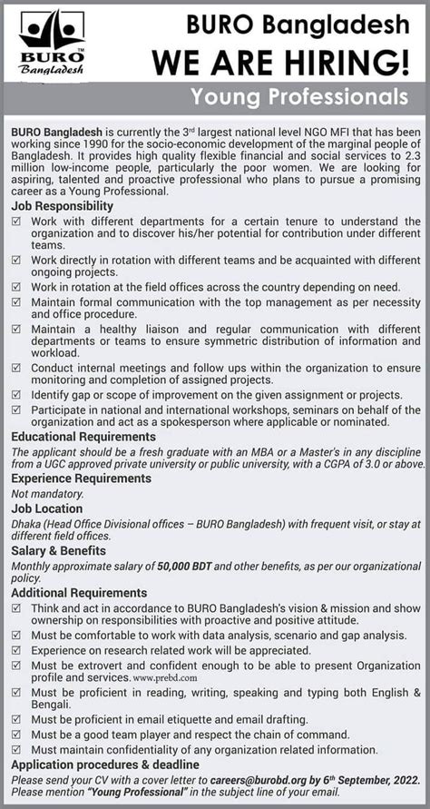 Buro Bangladesh Job Circular Bangladesh Post