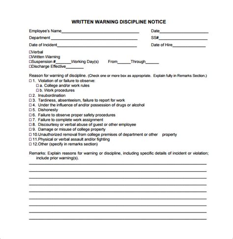 Free Final Written Warning Template Printable Templates