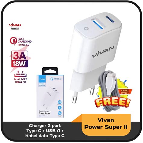 Jual Charger Port Type C Usb A Kabel Data Type C Vivan Power