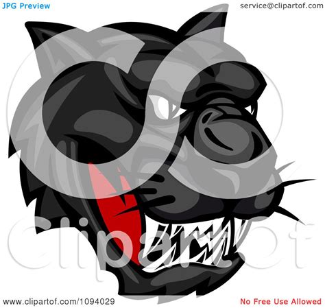 Clipart Fierce Black Panther Face Royalty Free Vector Illustration By