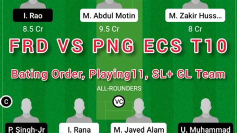 Frd Vs Pnj Dream Prediction Fantasy Cricket Tips Dream Team