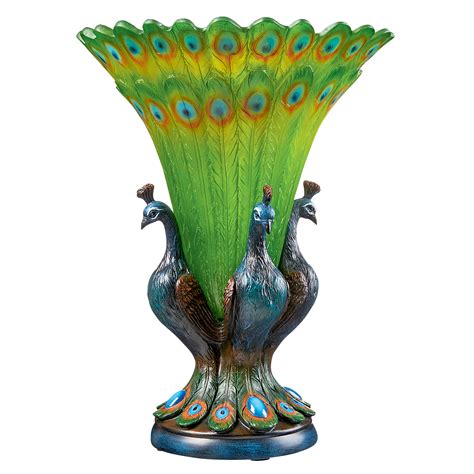 Design Toscano Grand Plumage Peacock Sculptural Vase Ebay