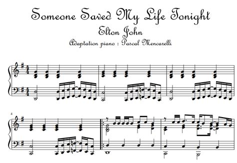 Elton John Someone Saved My Life Tonight Piano Solo