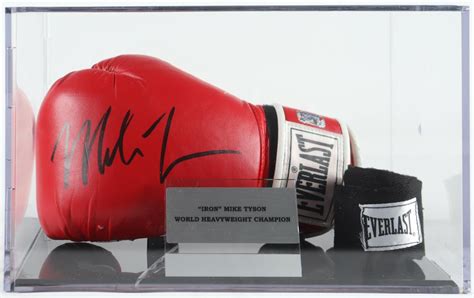 Mike Tyson Signed Everlast Boxing Glove With Acrylic Display Case Jsa