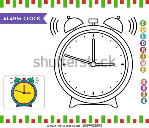 Alarm Clock Coloring Page Kids Vector Stock Vector Royalty Free