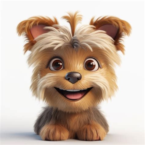 Yorkshire Terrier Feliz Con Una Sonrisa Adorable Al Estilo De Pixar