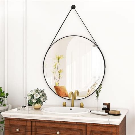 GLSLAND 24 In W X 24 In H Round Metal Framed Wall Bathroom Vanity In