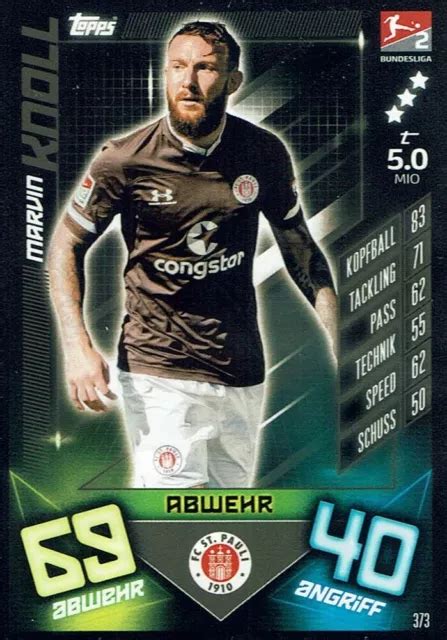 MATCH ATTAX 19 20 Bundesliga 2019 2020 Fond Numéro 373 st Pauli Marvin