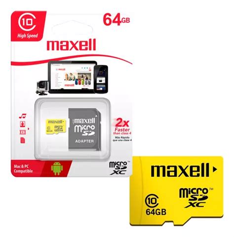 Tarjeta De Memoria Microsd 64gb Maxell Adaptador 90mb S Cuotas Sin