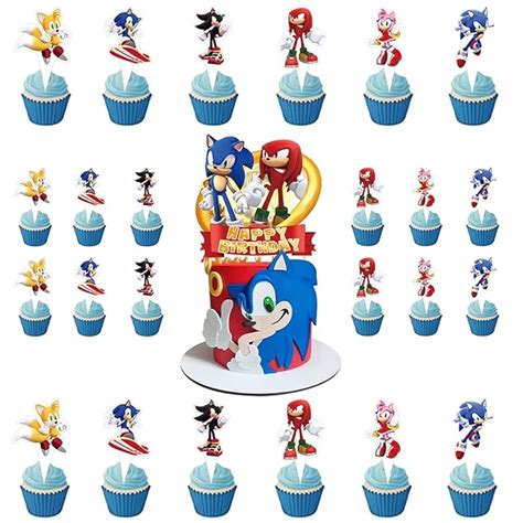 Buy Pcs Double Sided Sonic Cupcake Toppers Sonic Birthday Party