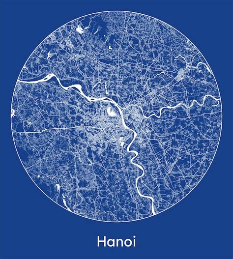 Premium Vector City Map Hanoi Vietnam Asia Blue Print Round Circle