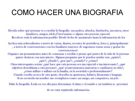 Ejemplo De Una Biografia Personal