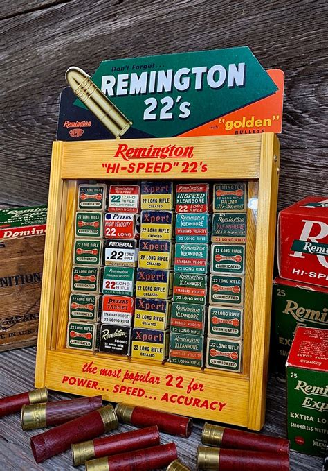 Wooden Remington 22 Caliber Advertising Ammo Display Case Box Etsy