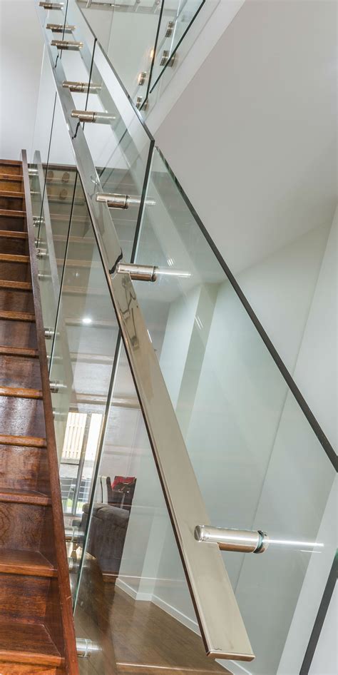 Glass Balustrade With Stainless Steel Mirror Polished Handrails And