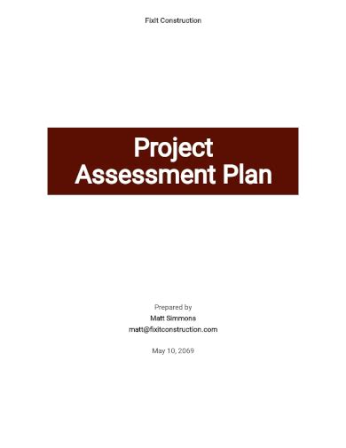 Free 12 Sample Assessment Plan Templates In Pdf