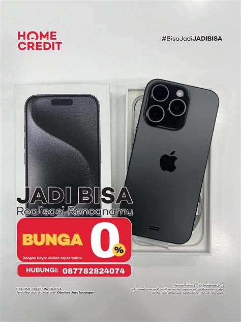 Kredit Apple IPhone 15 Promax 256GB Free 1 Kali Angsuran Telepon