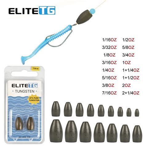 Elite TG 5pcs 1pcs Texas Tungsten Sinkers Flipping 1 16 2OZ Bullet