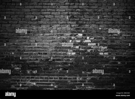 Horizontal Part Of Black Painted Brick Wall Abstract Black Brick Wall Texture For Pattern