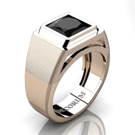 Mens Modern 14k Rose Gold 30 Ct Princess Black Diamond Wedding Ring R1132 14krgbd Decorum Jewelry