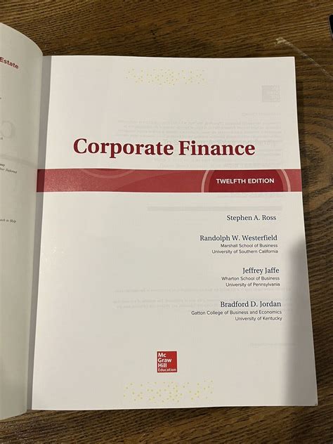 Corporate Finance 12th Edition By Ross Westerfield Jaffe Jordan