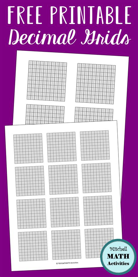 FREE printable decimal grid models for thousandths and tips for ...