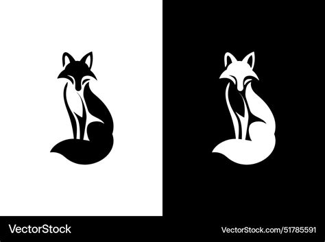 Black and white fox silhouette Royalty Free Vector Image