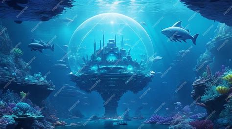 Premium AI Image | Futuristic Underwater City Digital Artwork