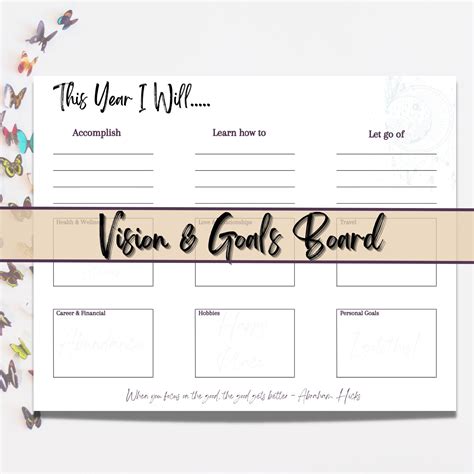 Vision Board Template Goal Board Intention Setting You Are Worthy Personal Goals Blank Book