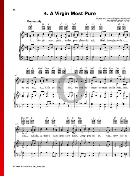 A Virgin Most Pure Anonymous Piano Sheet Music Oktav