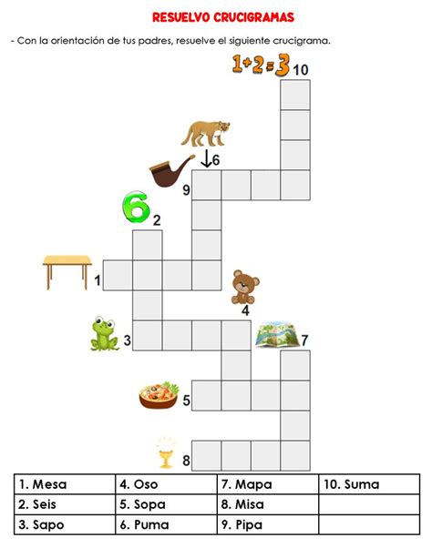 Pasatiempos De Lectoescritura Crucigramas Material Didactico